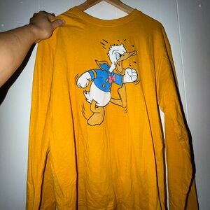 Men Disney Yellow Donald Duck Long Sleeve Tee
